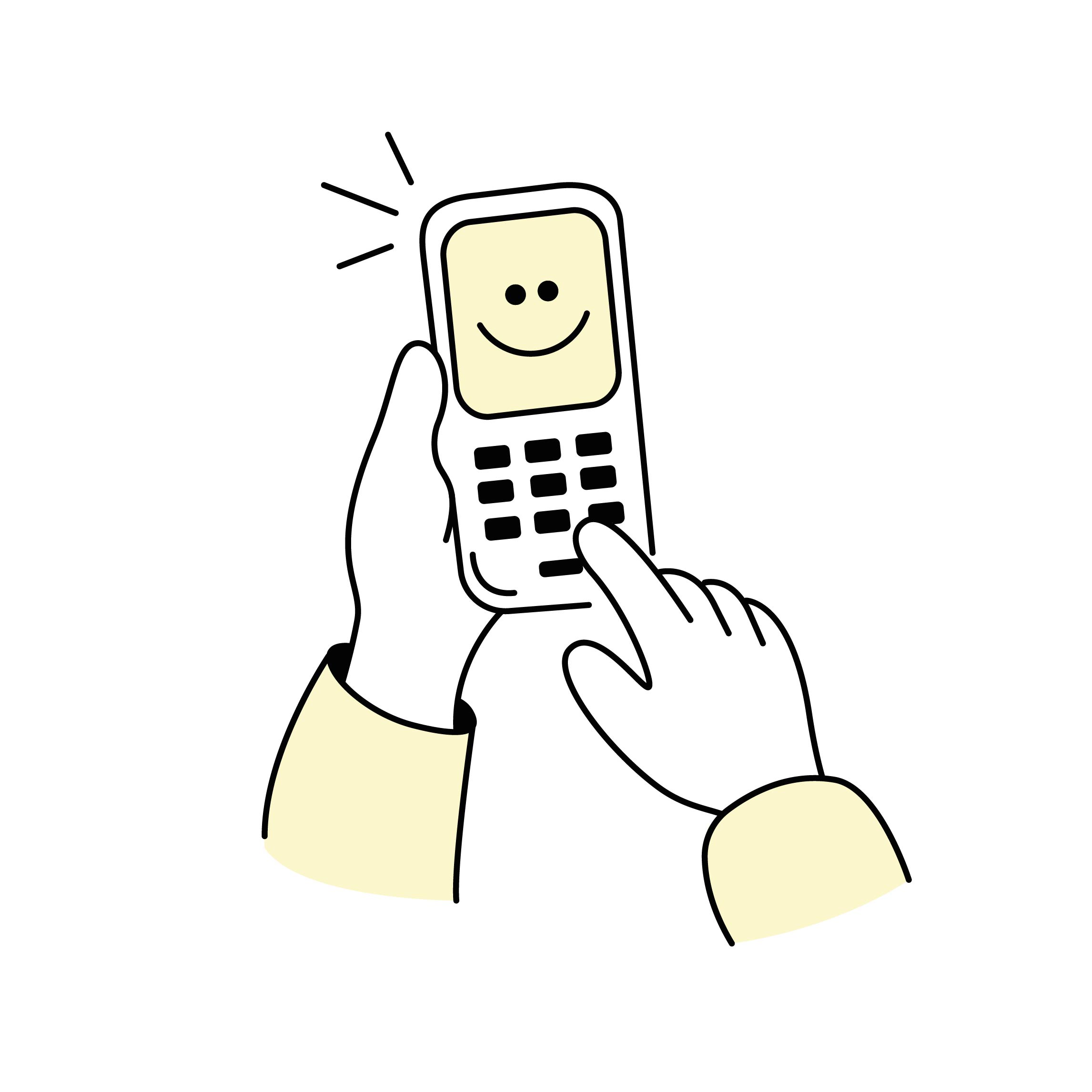 Illustrasjon: hånd med mobiltelefon