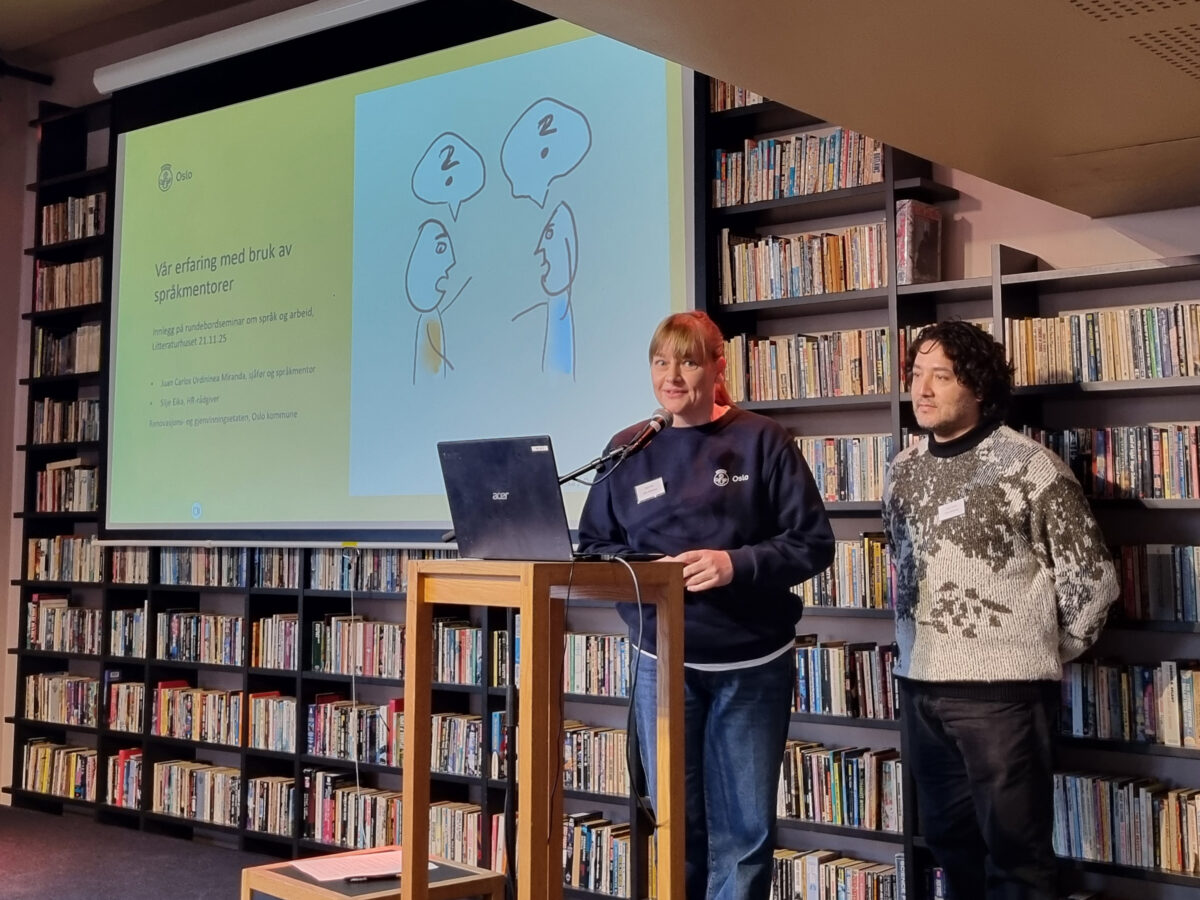Silje Eika, HR-rådgiver i renovasjons- og gjenvinningsetaten i Oslo kommune, og Juan Carlos Urdininea Miranda, Oslo kommune